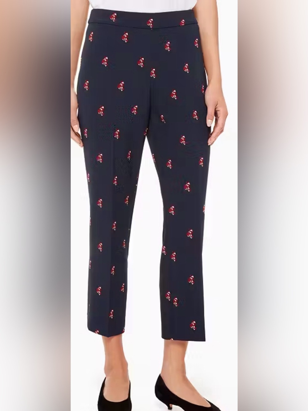 Kate Spade $228 Fox Glen Pant Navy Blue Red Foxes High Waist Cropped Sz 8